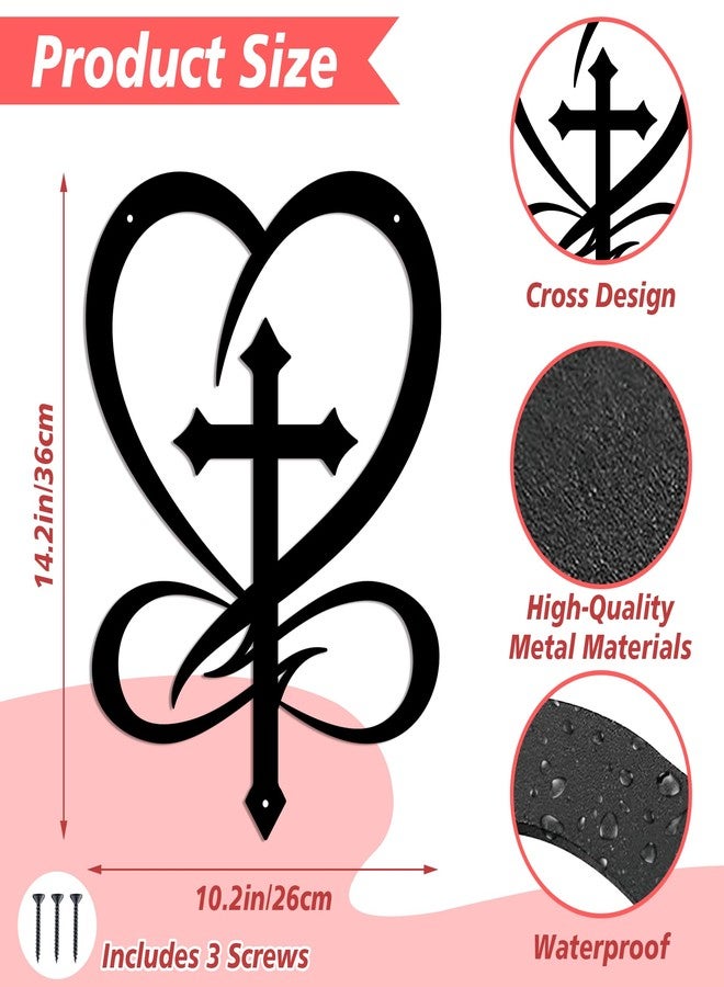 ACOSIY Infinity Heart Cross Wall Decor Metal Crosses Wall Art for Home Decor Black Heart and Love Sign for Living Room Bedroom Wedding Decoration - Image 3